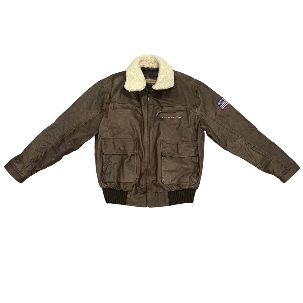 Bradford Exchange Leather Bomber Eagle Flag Men's M EUC
